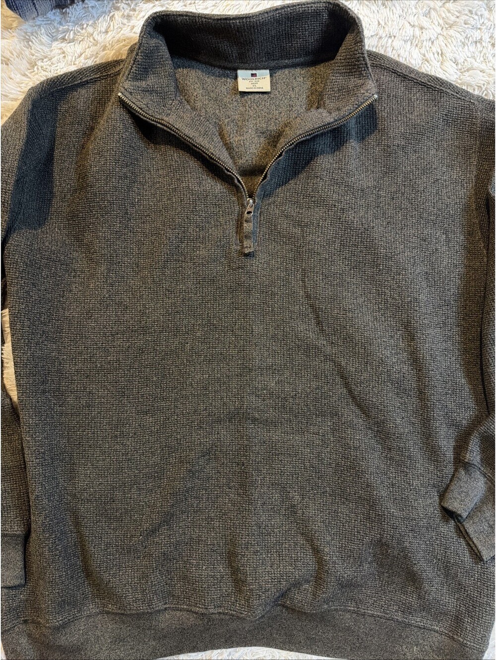 Woolrich Men’s Size XL Quarter Zip Sweater Brown Long Sleeve Pullover Cotton